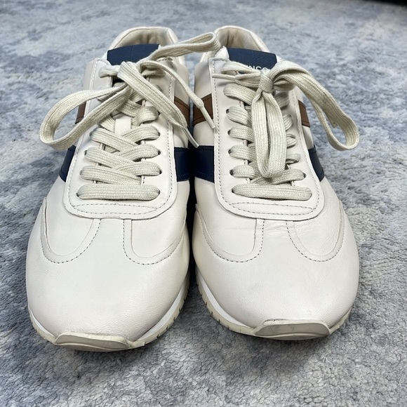Vince Oasis Leather Runner Sneaker Cream Retro Style Lace Up Wave Sz 10 - Picture 4 of 14